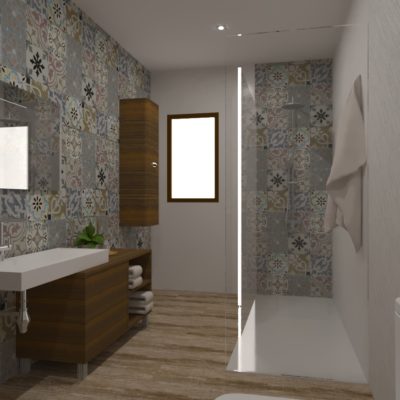 Baño Mix de imitación baldosa hidráulica